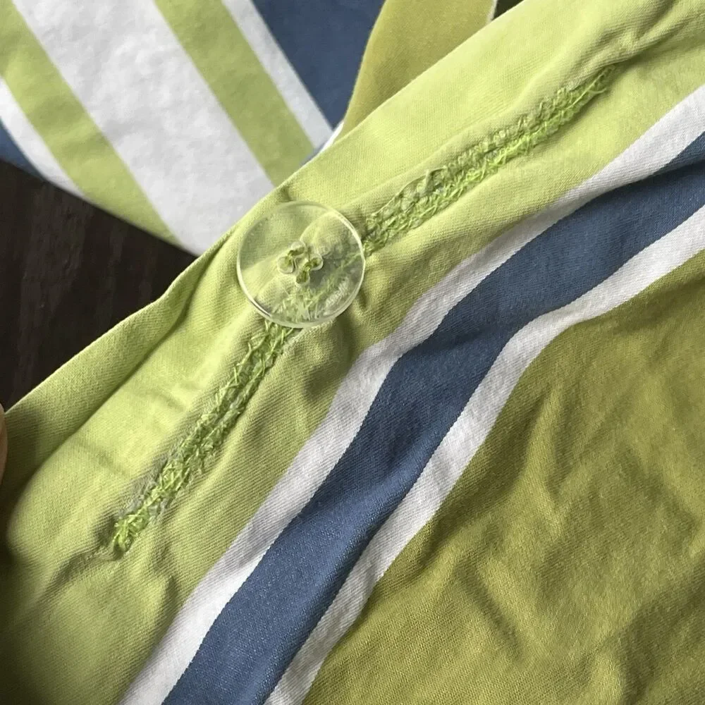 Vintage Pottery Barn King Duvet Cover 100% Cotton Multicolor Blue Green Stripes